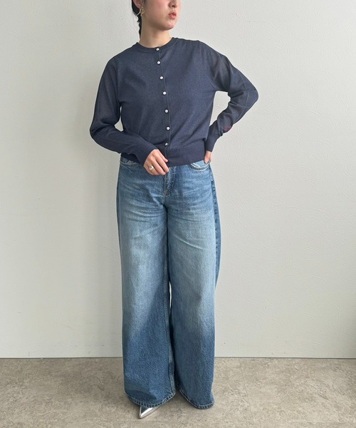 LHELBIE(レルビエ)の「ラメニット2WAYカーディガン(カーディガン/ボレロ・レディース・ネイビー/オフホワイト/ブラック・M)」の16枚目の写真