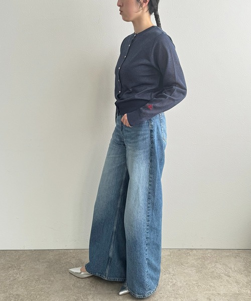 LHELBIE(レルビエ)の「ラメニット2WAYカーディガン(カーディガン/ボレロ・レディース・ネイビー/オフホワイト/ブラック・M)」の17枚目の写真