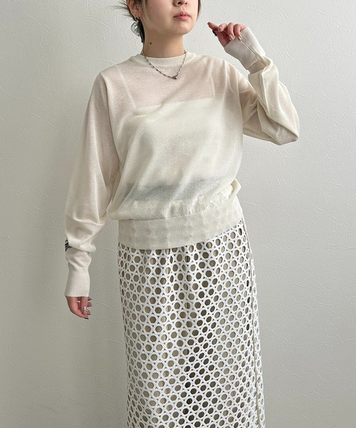 LHELBIE(レルビエ)の「ラメニット2WAYカーディガン(カーディガン/ボレロ・レディース・ネイビー/オフホワイト/ブラック・M)」の12枚目の写真