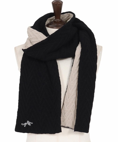 CALL&RESPONSE（コールアンドレスポンス）の「mko12989-ヘリンボーンニットマフラー-サイセンタク（マフラー・メンズ・ブラック×ベージュ/ブラック系その他・FREE）」の12枚目の写真