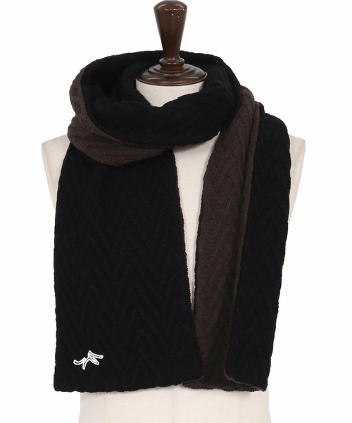 CALL&RESPONSE（コールアンドレスポンス）の「mko12989-ヘリンボーンニットマフラー-サイセンタク（マフラー・メンズ・ブラック×ベージュ/ブラック系その他・FREE）」の13枚目の写真