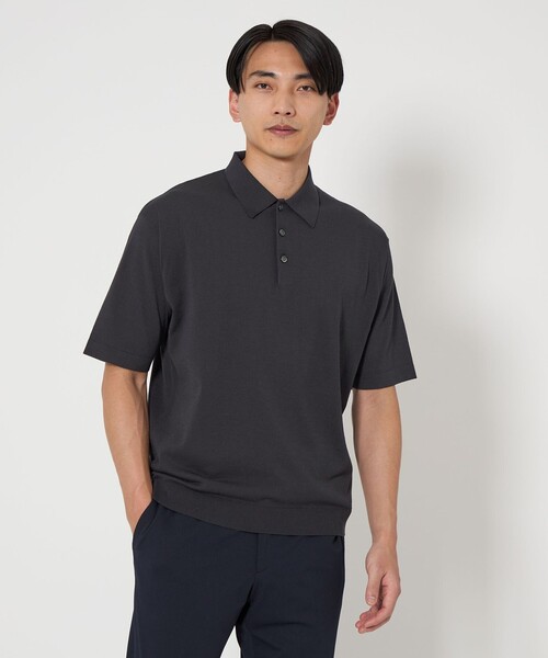 green label relaxing(グリーンレーベルリラクシング)の「A+ リネンミックス ニット ポロシャツ(ニット/セーター・メンズ・ダークグレー/モカ・M/XL/L/S)」の1枚目の写真