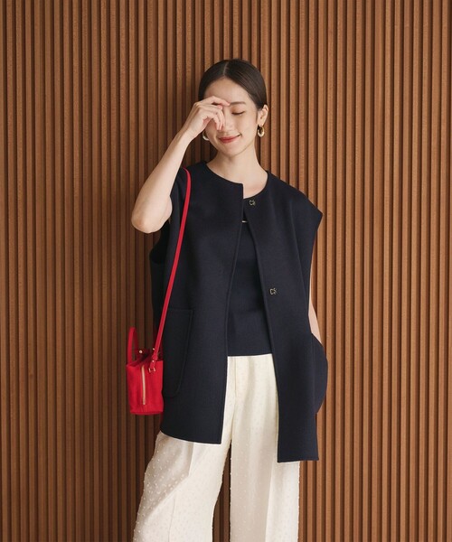 UNITED ARROWS ネイビー刺繍ベスト セール】バイカラー リバー ベスト（その他アウター）｜UNITED ARROWS