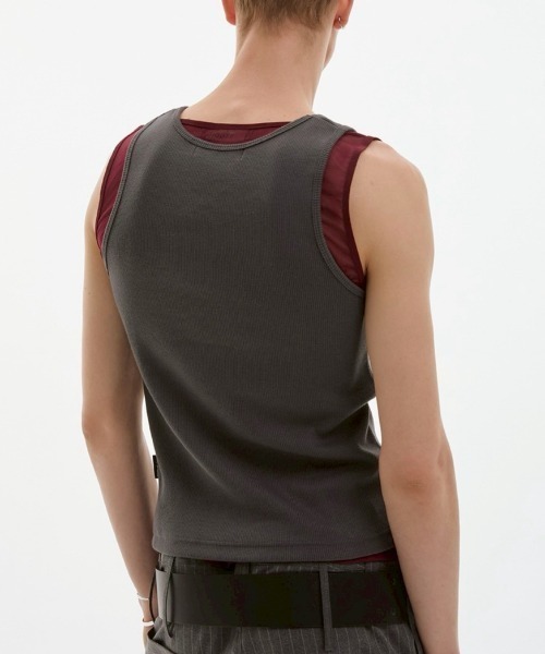 ESC STUDIO(イーエスシースタジオ)の「【ESC STUDIO】mesh layered sleeveless / 【イーエスシースタジオ】メッシュレイヤードタンクトップ(タンクトップ・メンズ・ホワイト/グレー/ブラック・ONE SIZE)」の8枚目の写真