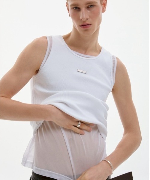 ESC STUDIO(イーエスシースタジオ)の「【ESC STUDIO】mesh layered sleeveless / 【イーエスシースタジオ】メッシュレイヤードタンクトップ(タンクトップ・メンズ・ホワイト/グレー/ブラック・ONE SIZE)」の13枚目の写真