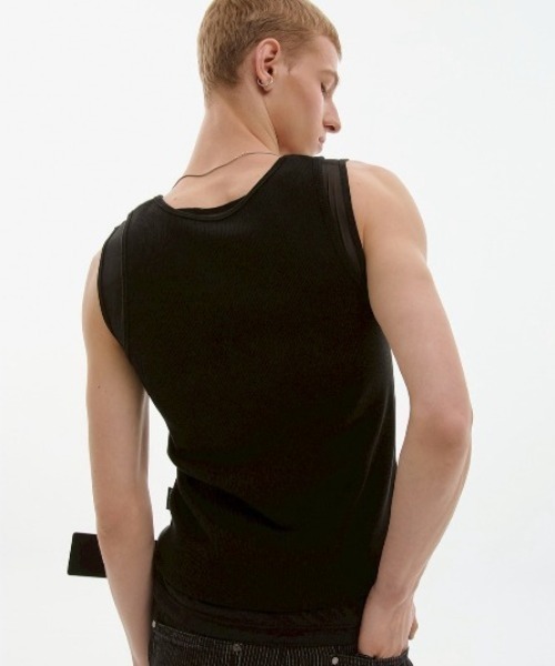 ESC STUDIO(イーエスシースタジオ)の「【ESC STUDIO】mesh layered sleeveless / 【イーエスシースタジオ】メッシュレイヤードタンクトップ(タンクトップ・メンズ・ホワイト/グレー/ブラック・ONE SIZE)」の4枚目の写真