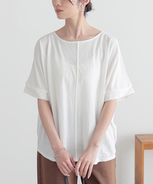 n'OrLABEL（ノアールレーベル）の「【機能素材】『カノコボートネックカットソー』（Tシャツ/カットソー・レディース・テラコッタ/オフホワイト/ブラック・FREE）」の5枚目の写真