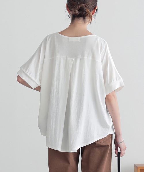 n'OrLABEL（ノアールレーベル）の「【機能素材】『カノコボートネックカットソー』（Tシャツ/カットソー・レディース・テラコッタ/オフホワイト/ブラック・FREE）」の7枚目の写真