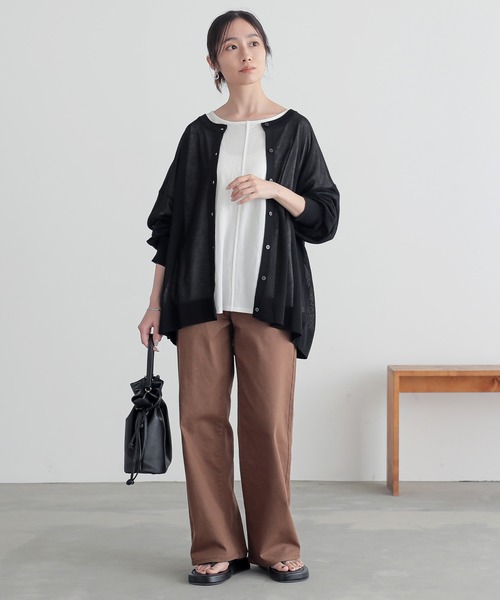 n'OrLABEL（ノアールレーベル）の「【機能素材】『カノコボートネックカットソー』（Tシャツ/カットソー・レディース・テラコッタ/オフホワイト/ブラック・FREE）」の10枚目の写真