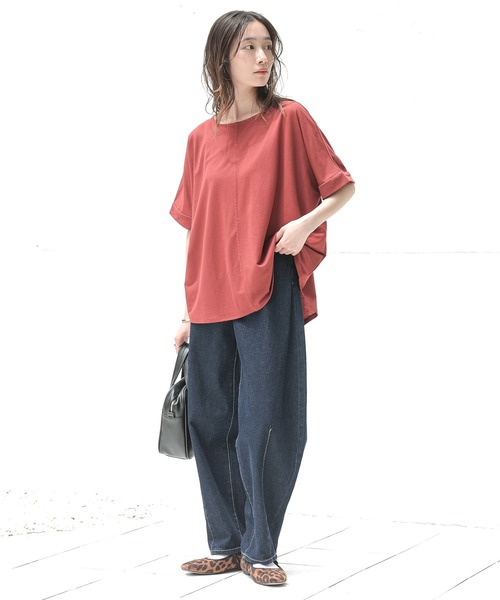 n'OrLABEL（ノアールレーベル）の「【機能素材】『カノコボートネックカットソー』（Tシャツ/カットソー・レディース・テラコッタ/オフホワイト/ブラック・FREE）」の19枚目の写真