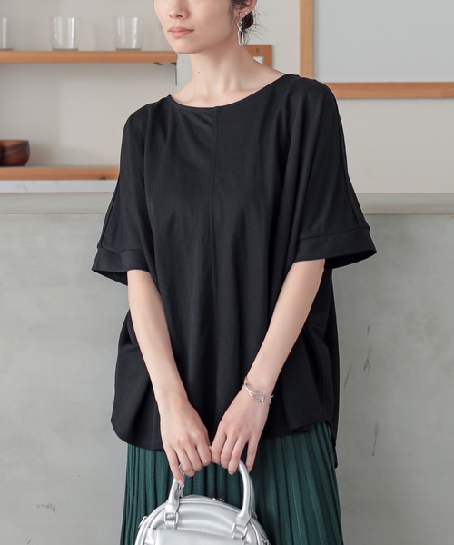 n'OrLABEL（ノアールレーベル）の「【機能素材】『カノコボートネックカットソー』（Tシャツ/カットソー・レディース・テラコッタ/オフホワイト/ブラック・FREE）」の22枚目の写真