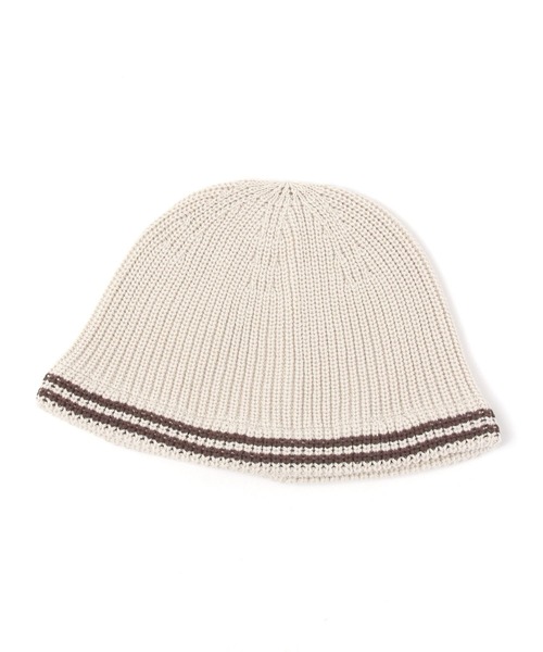 LAKOLE（ラコレ）の「ラインニットハット / 575285（ニットキャップ/ビーニー・メンズ・アイボリー/ブラック・9）」の4枚目の写真