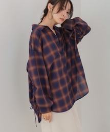 チェックバックギャザーシャツ