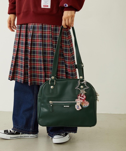MILKFED.（ミルクフェド）の「HEART CHARM BOSTON BAG（ボストンバッグ・レディース・ブラック/グリーン/パープル・ONE SIZE）」の14枚目の写真