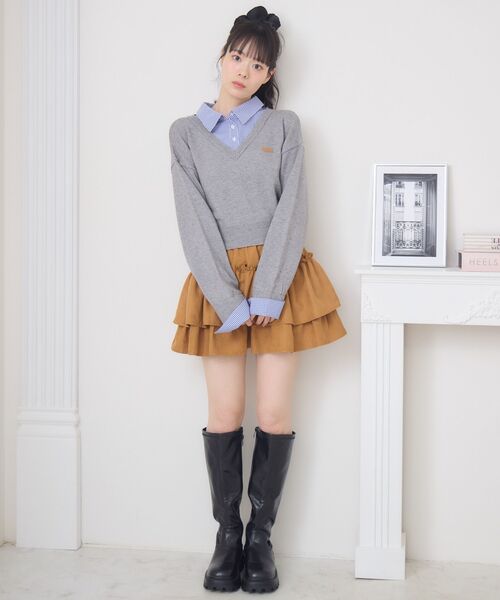 ems excite（エムズエキサイト）の「シャツドッキングNTPO（ニット/セーター・レディース・ダークブルー/ダークグレー/キャメル・FREE）」の17枚目の写真