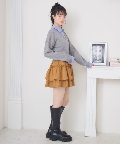 ems excite（エムズエキサイト）の「シャツドッキングNTPO（ニット/セーター・レディース・ダークブルー/ダークグレー/キャメル・FREE）」の16枚目の写真