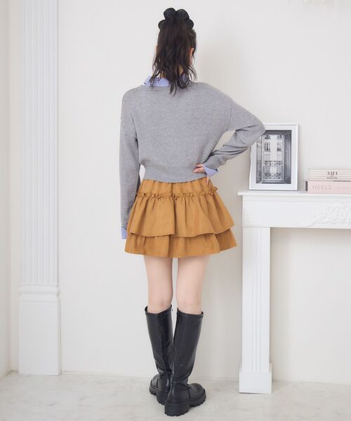 ems excite（エムズエキサイト）の「シャツドッキングNTPO（ニット/セーター・レディース・ダークブルー/ダークグレー/キャメル・FREE）」の14枚目の写真