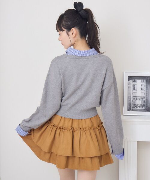 ems excite（エムズエキサイト）の「シャツドッキングNTPO（ニット/セーター・レディース・ダークブルー/ダークグレー/キャメル・FREE）」の10枚目の写真