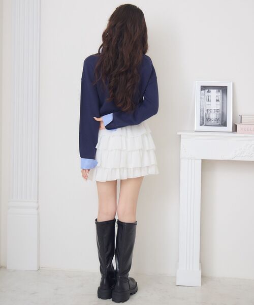 ems excite（エムズエキサイト）の「シャツドッキングNTPO（ニット/セーター・レディース・ダークブルー/ダークグレー/キャメル・FREE）」の4枚目の写真