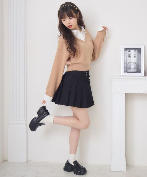 ems excite（エムズエキサイト）の「シャツドッキングNTPO（ニット/セーター・レディース・ダークブルー/ダークグレー/キャメル・FREE）」の20枚目の写真