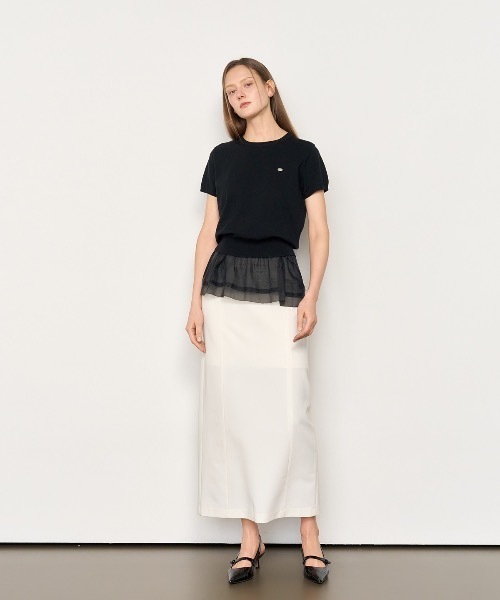 GENERAL IDEA(ジェネラルアイデア)の「GENERAL IDEA/ジェネラルアイディア minimal h-line long skirt ロングスカート(スカート・レディース・ブラック/ホワイト・M/L/S)」の5枚目の写真