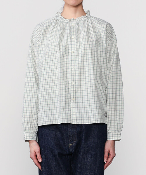 ORCIVAL(オーシバル)の「ORCIVAL | コットンワッシャー ギャザーブラウス WOMEN(シャツ/ブラウス・レディース・ブルー系その他5/ホワイト系その他・1)」の9枚目の写真