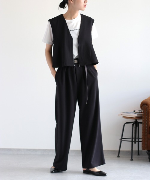 cepo(セポ)の「〈セットアップ対応〉イージーケア ジョーゼットワイドパンツ (ベルト付き)(その他パンツ・レディース・ブラウン/ブラック/レッド・M)」の22枚目の写真