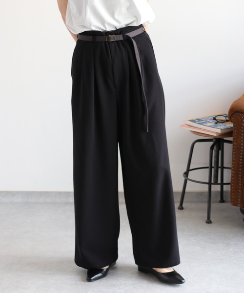 cepo(セポ)の「〈セットアップ対応〉イージーケア ジョーゼットワイドパンツ (ベルト付き)(その他パンツ・レディース・ブラウン/ブラック/レッド・M)」の20枚目の写真