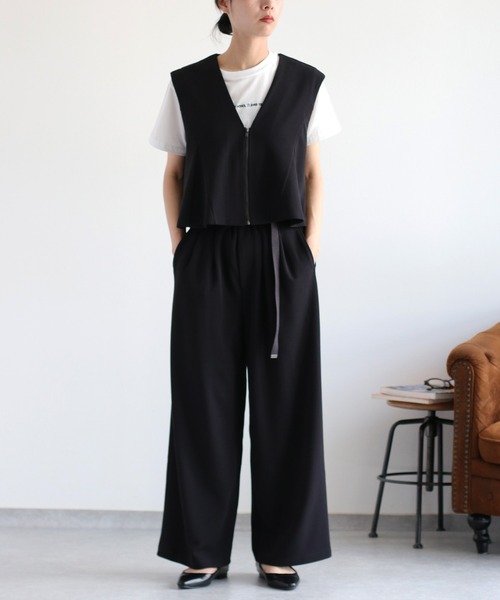 cepo(セポ)の「〈セットアップ対応〉イージーケア ジョーゼットワイドパンツ (ベルト付き)(その他パンツ・レディース・ブラウン/ブラック/レッド・M)」の7枚目の写真