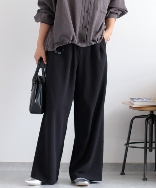 cepo(セポ)の「〈セットアップ対応〉イージーケア ジョーゼットワイドパンツ (ベルト付き)(その他パンツ・レディース・ブラウン/ブラック/レッド・M)」の14枚目の写真