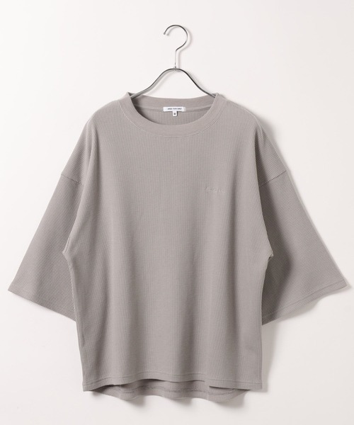 GLOBAL WORK（グローバルワーク）の「ワッフルロゴ刺繍7分袖/AND YUA ANY/579654（Tシャツ/カットソー・キッズ・ネイビー/グレー・170cm/160cm）」の3枚目の写真
