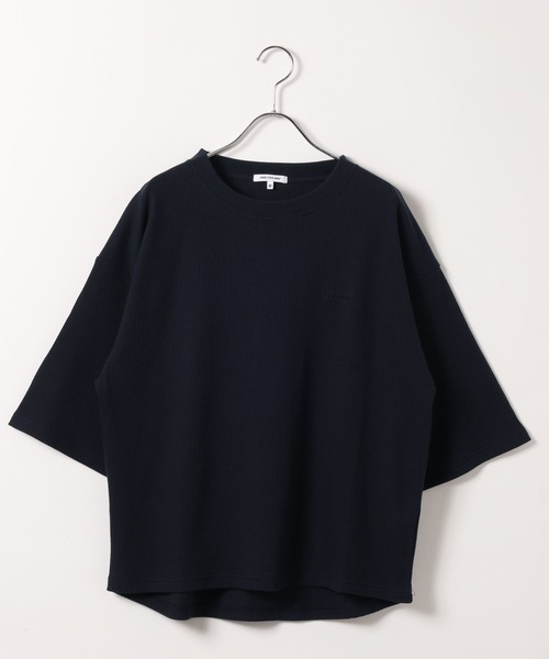 GLOBAL WORK（グローバルワーク）の「ワッフルロゴ刺繍7分袖/AND YUA ANY/579654（Tシャツ/カットソー・キッズ・ネイビー/グレー・170cm/160cm）」の4枚目の写真