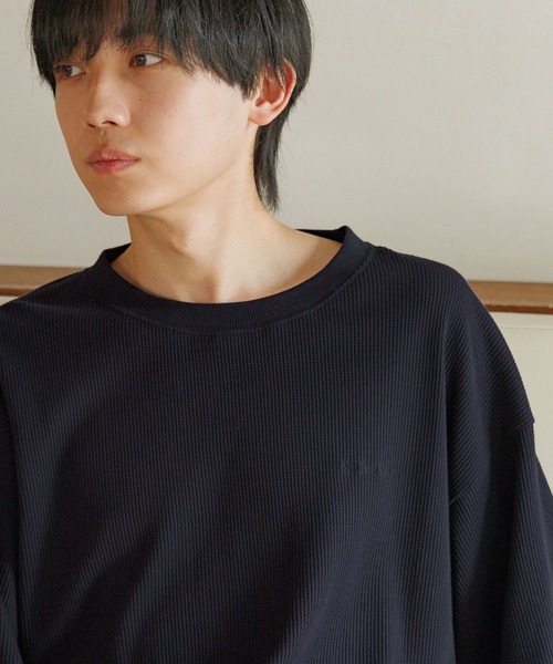 GLOBAL WORK（グローバルワーク）の「ワッフルロゴ刺繍7分袖/AND YUA ANY/579654（Tシャツ/カットソー・キッズ・ネイビー/グレー・170cm/160cm）」の18枚目の写真