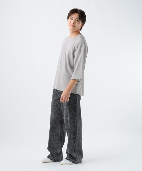 GLOBAL WORK（グローバルワーク）の「ワッフルロゴ刺繍7分袖/AND YUA ANY/579654（Tシャツ/カットソー・キッズ・ネイビー/グレー・170cm/160cm）」の16枚目の写真