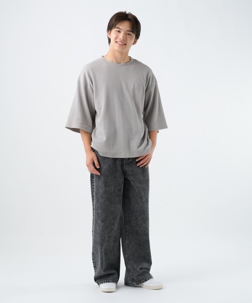 GLOBAL WORK（グローバルワーク）の「ワッフルロゴ刺繍7分袖/AND YUA ANY/579654（Tシャツ/カットソー・キッズ・ネイビー/グレー・170cm/160cm）」の15枚目の写真