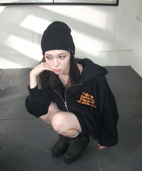 ENVYM（アンビー）の「リングビーニー（ニットキャップ/ビーニー・レディース・ブラック/ベージュ・FREE）」の16枚目の写真