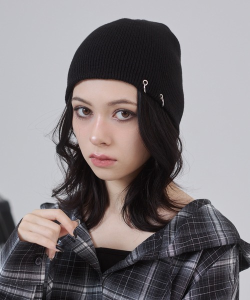 ENVYM（アンビー）の「リングビーニー（ニットキャップ/ビーニー・レディース・ブラック/ベージュ・FREE）」の12枚目の写真