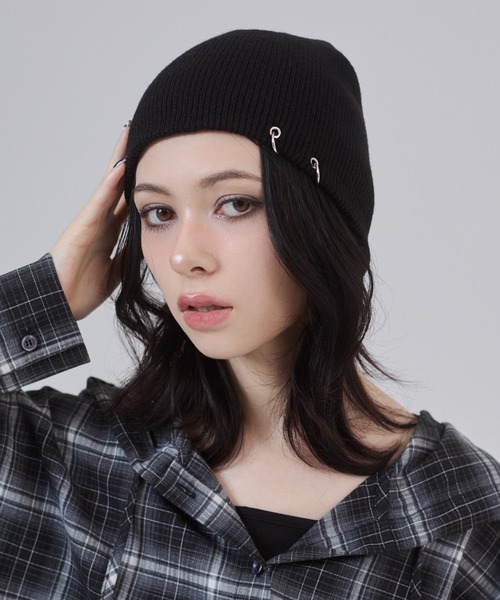 ENVYM（アンビー）の「リングビーニー（ニットキャップ/ビーニー・レディース・ブラック/ベージュ・FREE）」の13枚目の写真