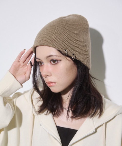 ENVYM（アンビー）の「リングビーニー（ニットキャップ/ビーニー・レディース・ブラック/ベージュ・FREE）」の8枚目の写真