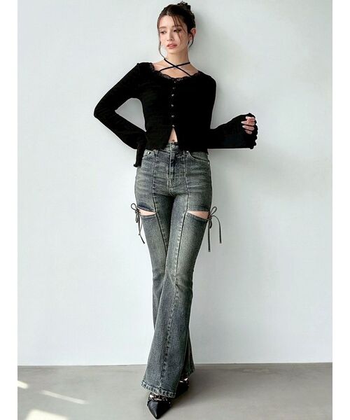 RESEXXY（リゼクシー）の「フロントクロスカットリブトップス（Tシャツ/カットソー・レディース・ブルー/チャコールグレー/ブラック・FREE）」の19枚目の写真