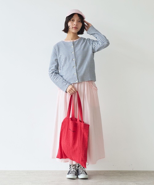 bulle de savon（ビュルデサボン）の「《early spring》インレーボーダー クルーカーディガン（カーディガン/ボレロ・レディース・ブルー/オレンジ・FREE）」の8枚目の写真