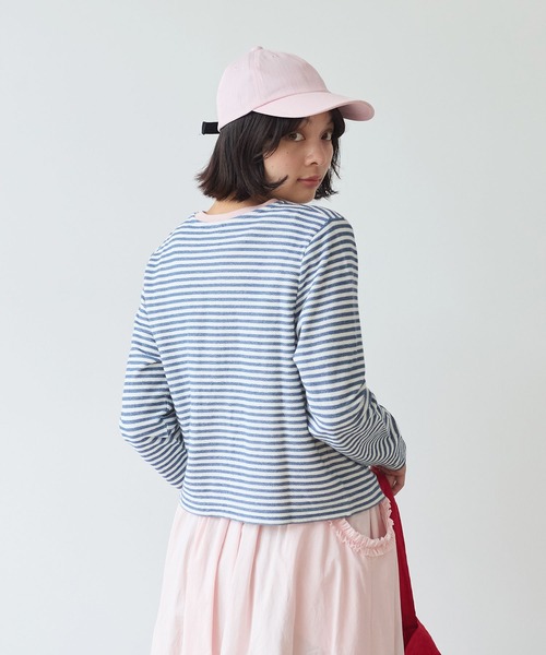 bulle de savon（ビュルデサボン）の「《early spring》インレーボーダー クルーカーディガン（カーディガン/ボレロ・レディース・ブルー/オレンジ・FREE）」の5枚目の写真