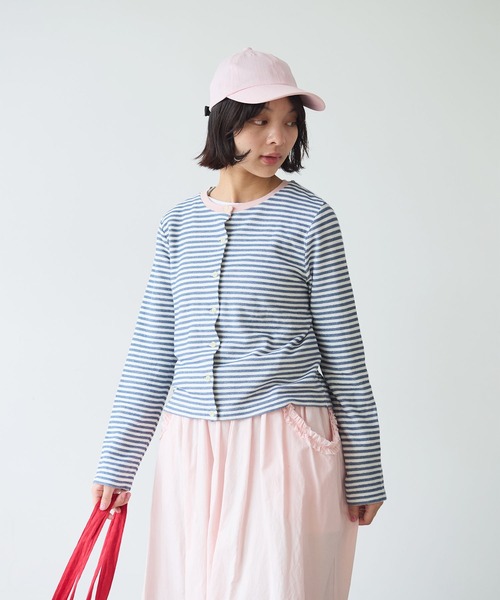 bulle de savon（ビュルデサボン）の「《early spring》インレーボーダー クルーカーディガン（カーディガン/ボレロ・レディース・ブルー/オレンジ・FREE）」の3枚目の写真