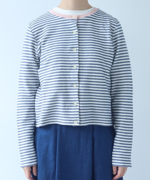 bulle de savon（ビュルデサボン）の「《early spring》インレーボーダー クルーカーディガン（カーディガン/ボレロ・レディース・ブルー/オレンジ・FREE）」の13枚目の写真