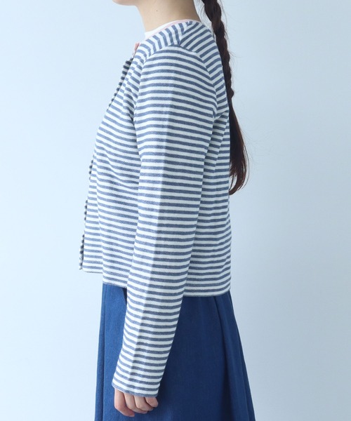 bulle de savon（ビュルデサボン）の「《early spring》インレーボーダー クルーカーディガン（カーディガン/ボレロ・レディース・ブルー/オレンジ・FREE）」の14枚目の写真