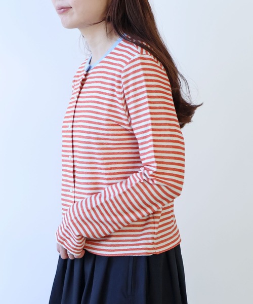 bulle de savon（ビュルデサボン）の「《early spring》インレーボーダー クルーカーディガン（カーディガン/ボレロ・レディース・ブルー/オレンジ・FREE）」の22枚目の写真