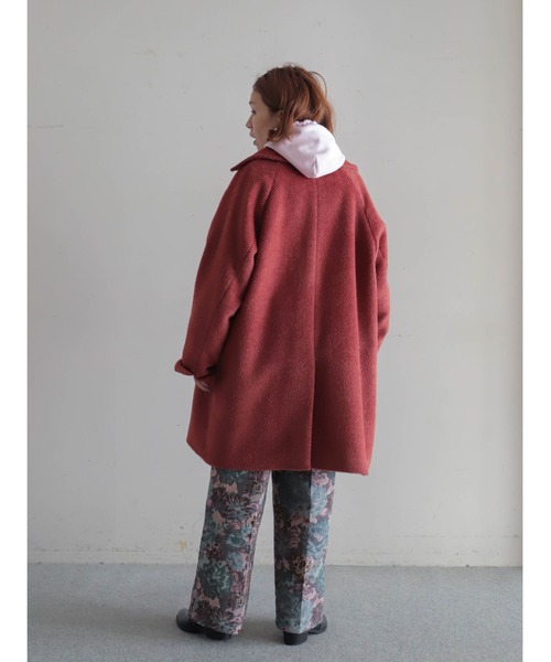 ◎ISAIA イザイア シルク100% ステンカラーコート 赤 50 XL ◎ISAIA