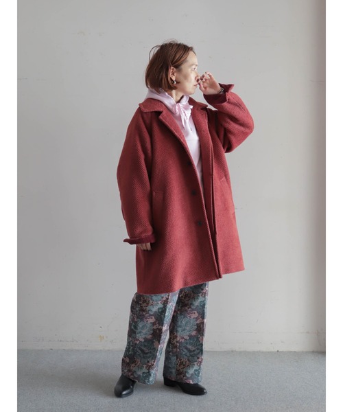 予約】シャギーツイル ステンカラーコート（ステンカラーコート