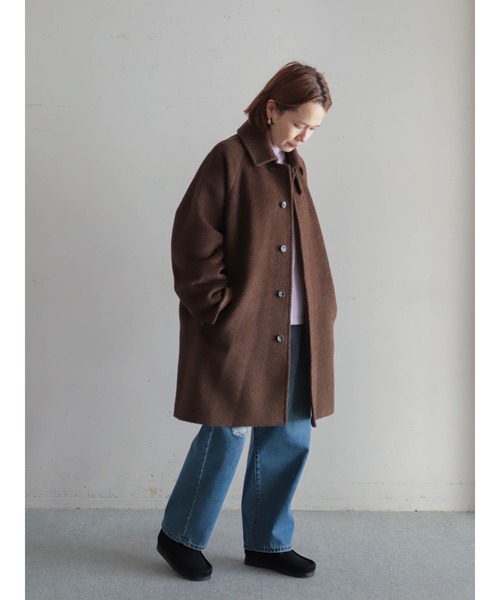 PAR ICI 交織ツイル　ステンカラーコート PAR ICI（パーリッシィ）の「交織ツイル ステンカラーコート