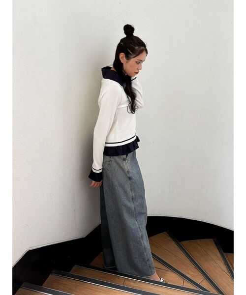 jouetie（ジュエティ）の「レイヤードポロニット（ニット/セーター・レディース・ブラック/オフホワイト/グレー・MEDIUM）」の14枚目の写真